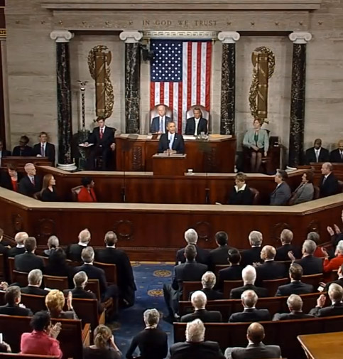 President Obama delivers the 2014 State of the Union address. (Captured from YouTube, The White House channel)